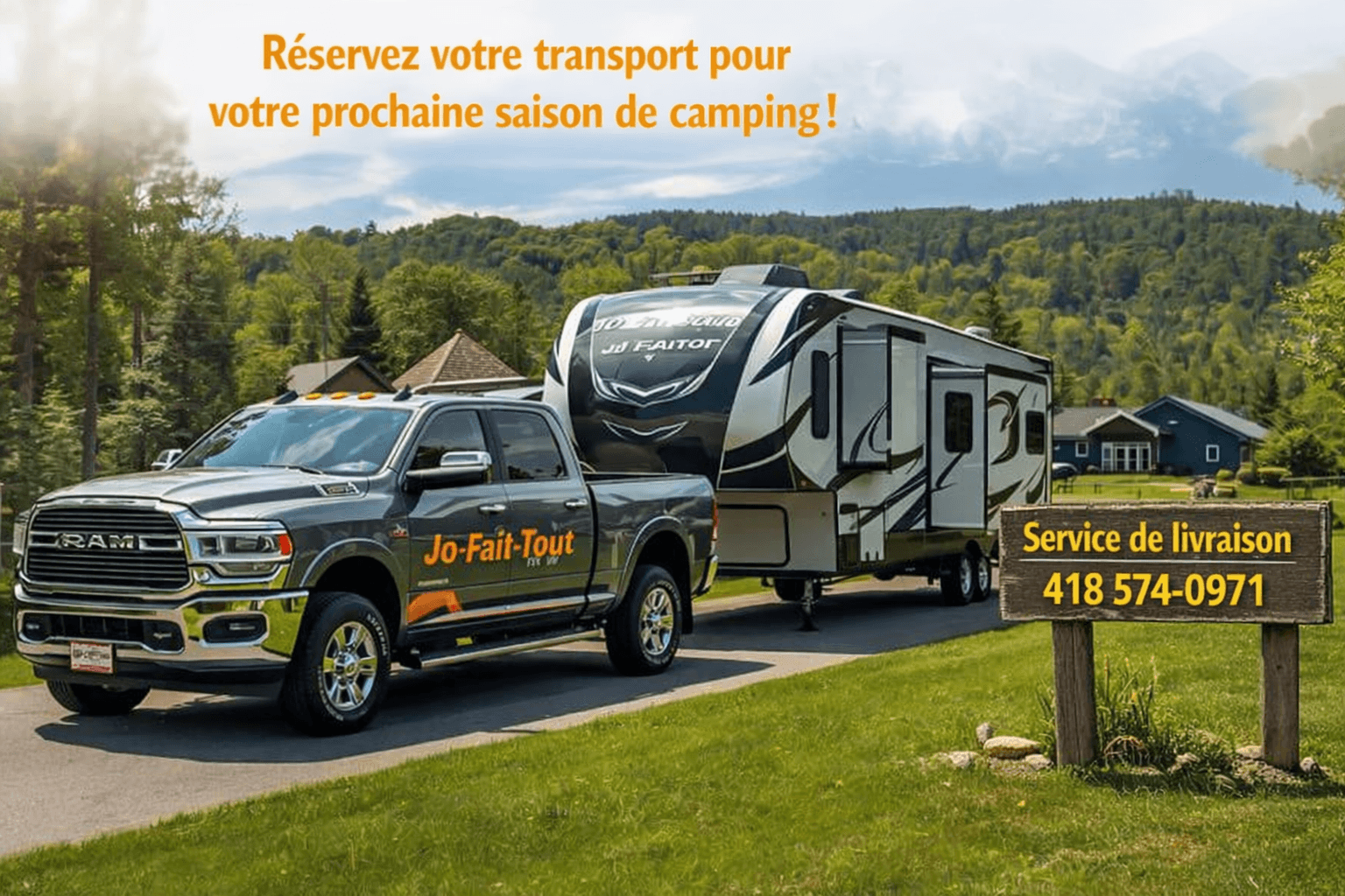 transport de roulotte fifthwheel ou avec sellettes